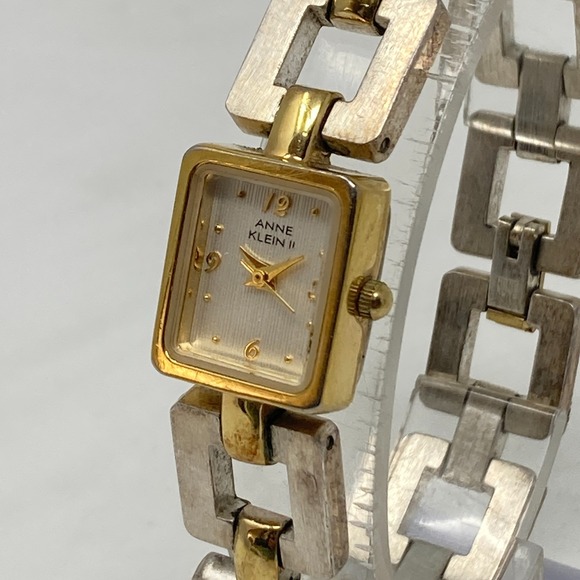 Anne Klein Accessories - Vtg Anne Klein II Watch Women 16mm Gold Silver Tone Tank Square Link New Battery
